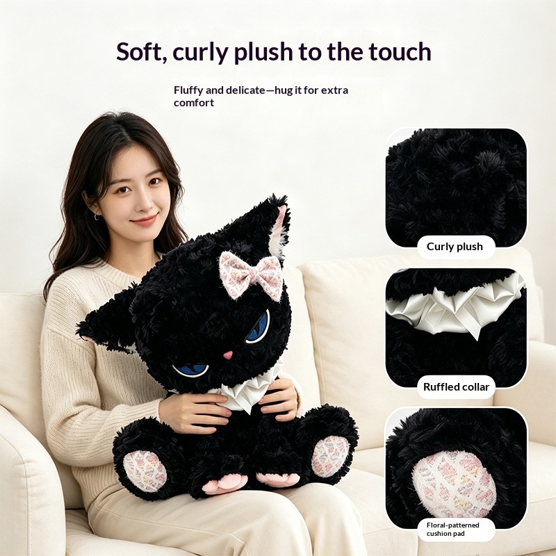 دمية قطة سوداء محشوة، ذات عيون - مراجعة Cat Toys وسعره